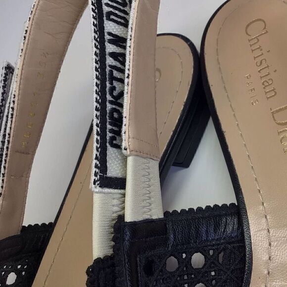 Dior Moi Black Cotton Lambskin Mesh Cannage Slingback Ballet Flats EU 35.5 - Picture 12 of 16